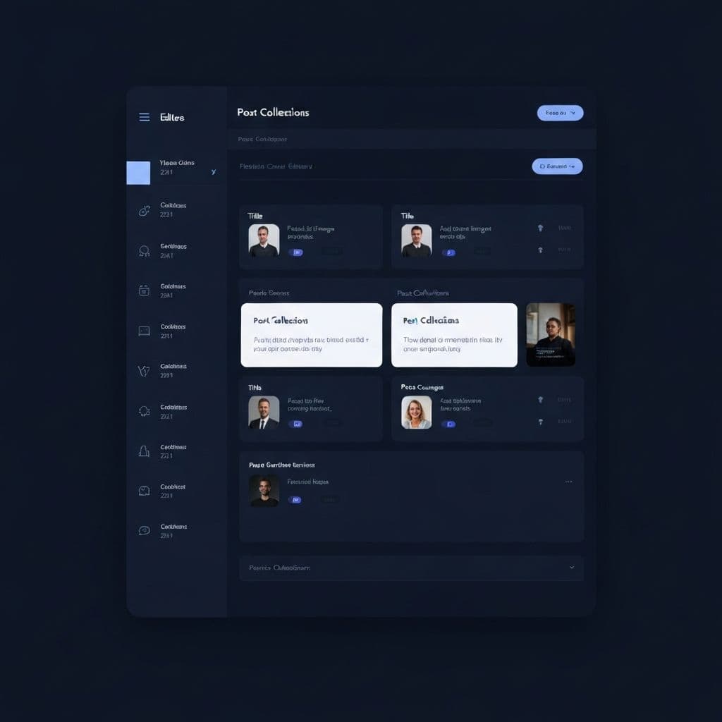 Panel administrativo del CMS con listado de colecciones