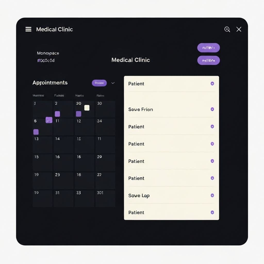 Dashboard de administración multi-tenant mostrando agenda y lista de pacientes